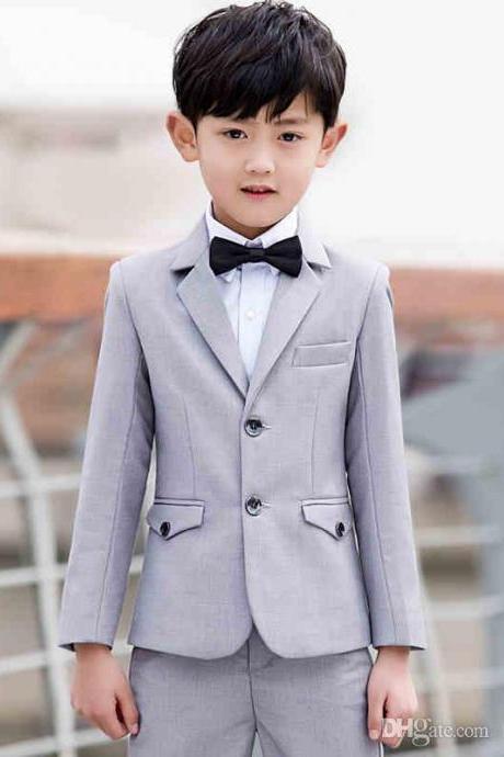 Autumn Winter Flower Boys Suits Blazers Dress Suits Coats Silver Kids Outdoor 80% Polyseter Material Blazers(Jacket+Pant)