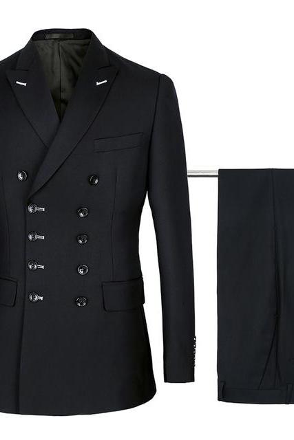 2020 black Double Breasted Suits Mens Wedding Suits Purple Suits sets 2 pcs Men Terno Costume Homme Mariage Slim Fit(coat+pant)