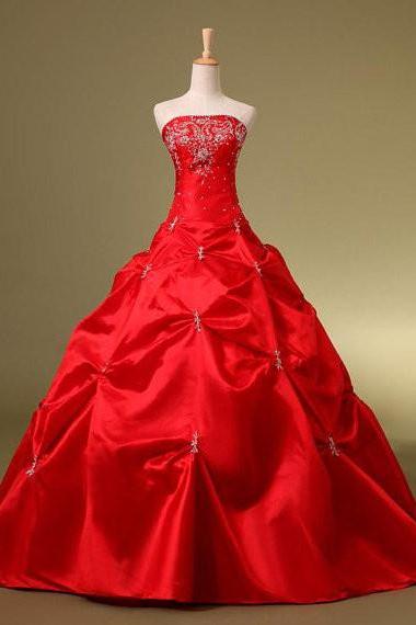 Quinceanera Dress Satin Ball Gown Long Evening Dress Prom Dress Custom Made Bridal Party Dress W519