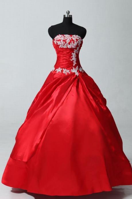 Red Quinceanera Dress Wedding Gown Lace Ball Gown Evening Dress Prom Dress Custom Made Bridal Party Dress B02
