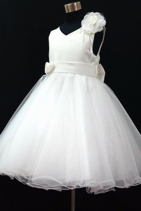 Formal Tea Length Flower Girl Dresses Children Birthday Dress Tulle Kids Wedding Party Dresses Fg19