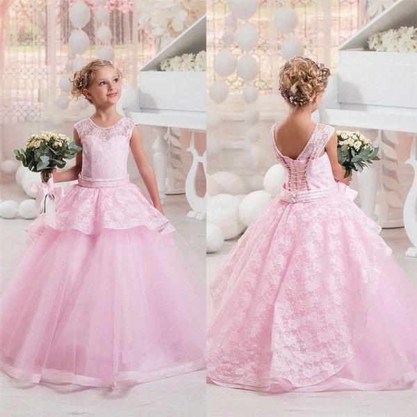 pink princess flower girl
