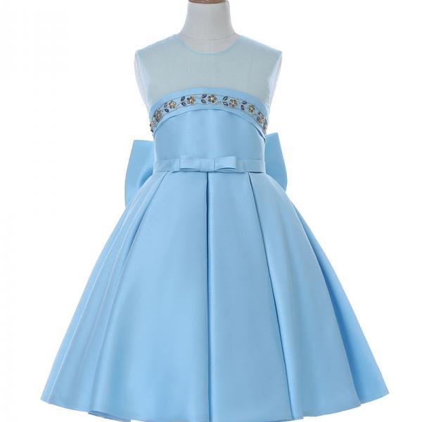 Sky Blue Baby Girl Birthday Wedding Party Formal Flower Girls Dress