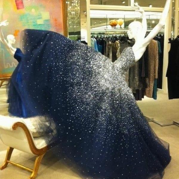 Prom Dress Prom Dresses Sparkling Prom Dress Bling Prom Dress Long Prom Dress Beaded Prom Dress Navy Prom Dresses Fashion Girl Party Dress Ball Gown Ball Gown Prom Dress 