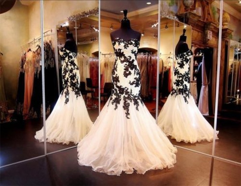 Lace Mermaid Formal White/black Wedding Evening Dress Celebrity Party