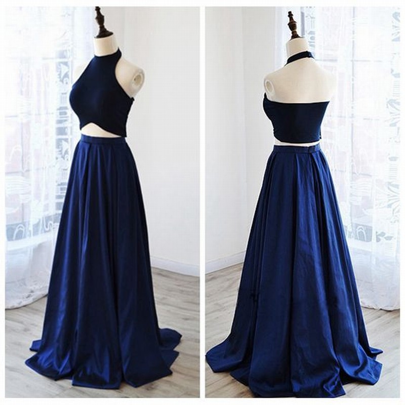 Elegant Halter 2 Pieces Prom Dresses With Side Split   cg13095 main image 0