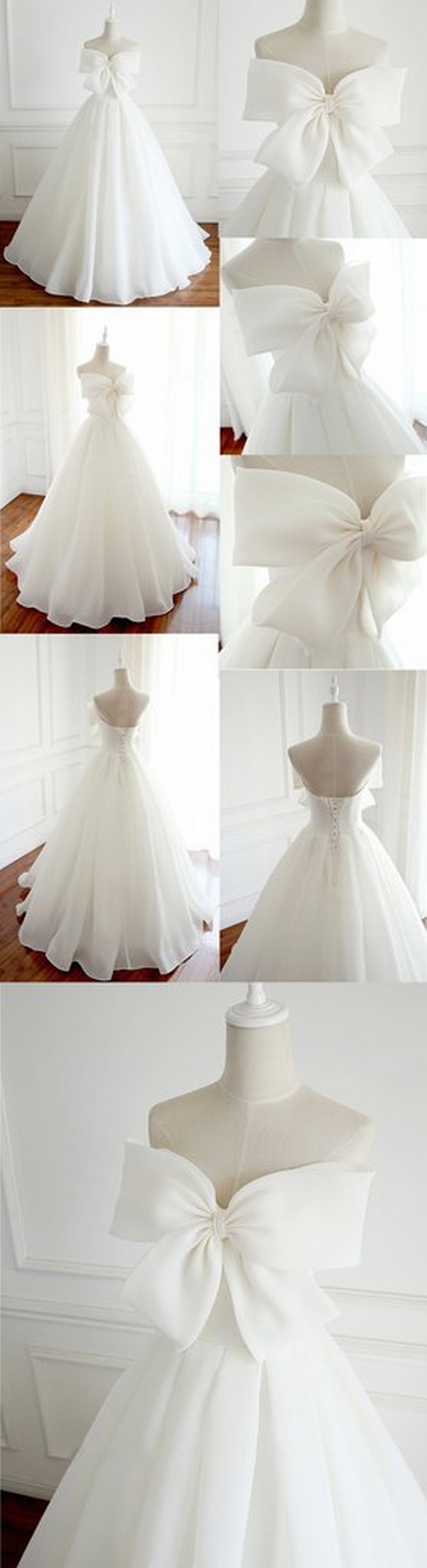 Elegant Big Bows White Wedding Dress Long Evening Prom Dresses With Bows Wedding Party Birthday