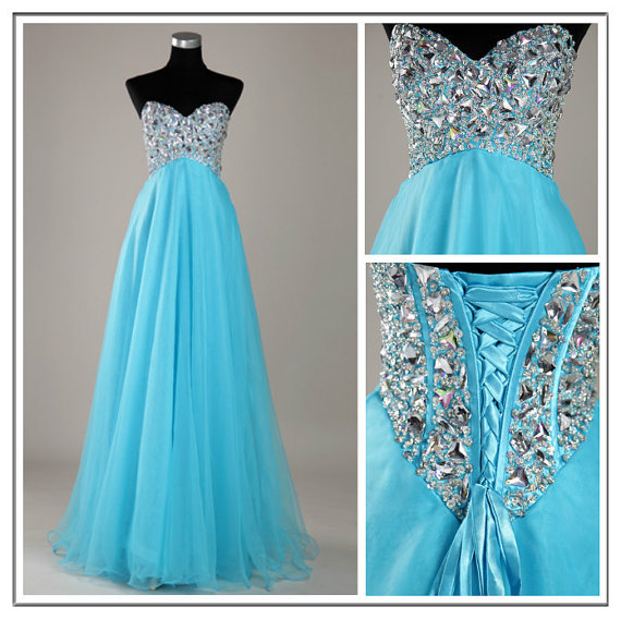 Crystal Chiffon Long Evening Dress Prom Dress Custom Made Sequin Bridal ...