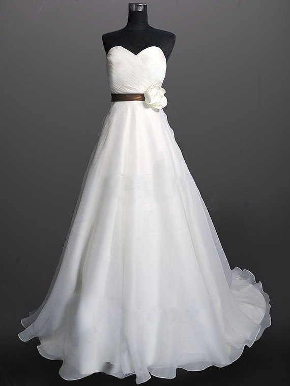 Formal Organza Simple Long A Line Bridal Wedding Dresses Formal Floor ...