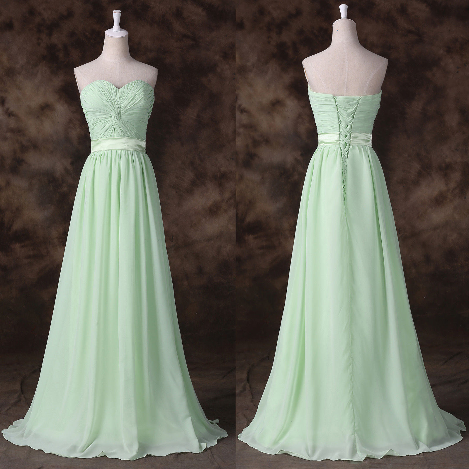 Light Green Bridesmaid Dress Simple Chiffon Long Evening Dress Prom ...